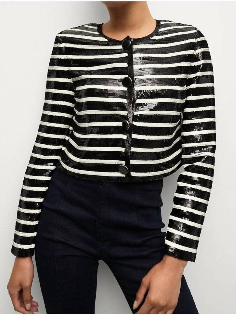 Veronica Beard Mickey Sequin Jacket Black/ off White